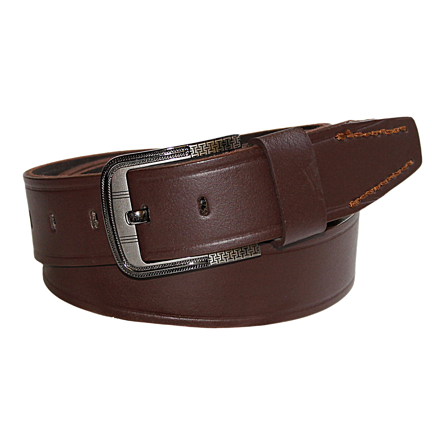 QHA Mens Brown Cowhide Genuine Leather Casual Belt, 38mm Pin Buckle Q52030