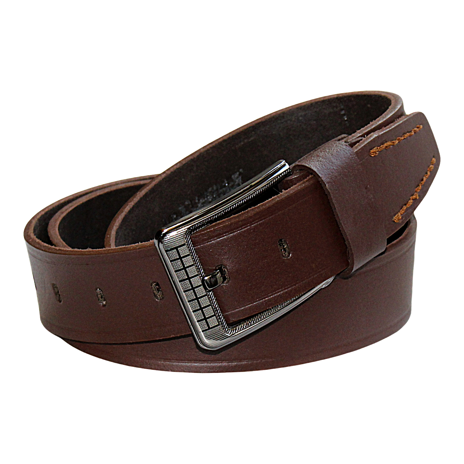 QHA Mens Brown Cowhide Genuine Leather Casual Belt, 38mm Pin Buckle Q52030