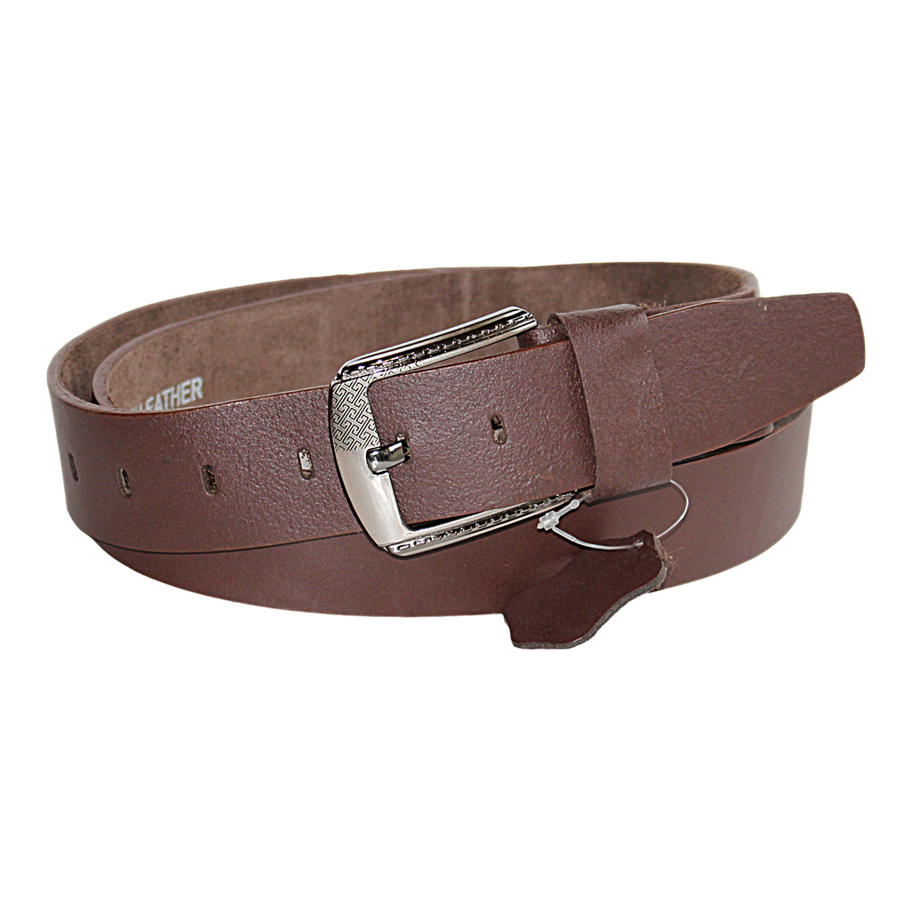 QHA Mens Brown Cowhide Genuine Leather Casual Belt, 38mm Pin Buckle Q52030