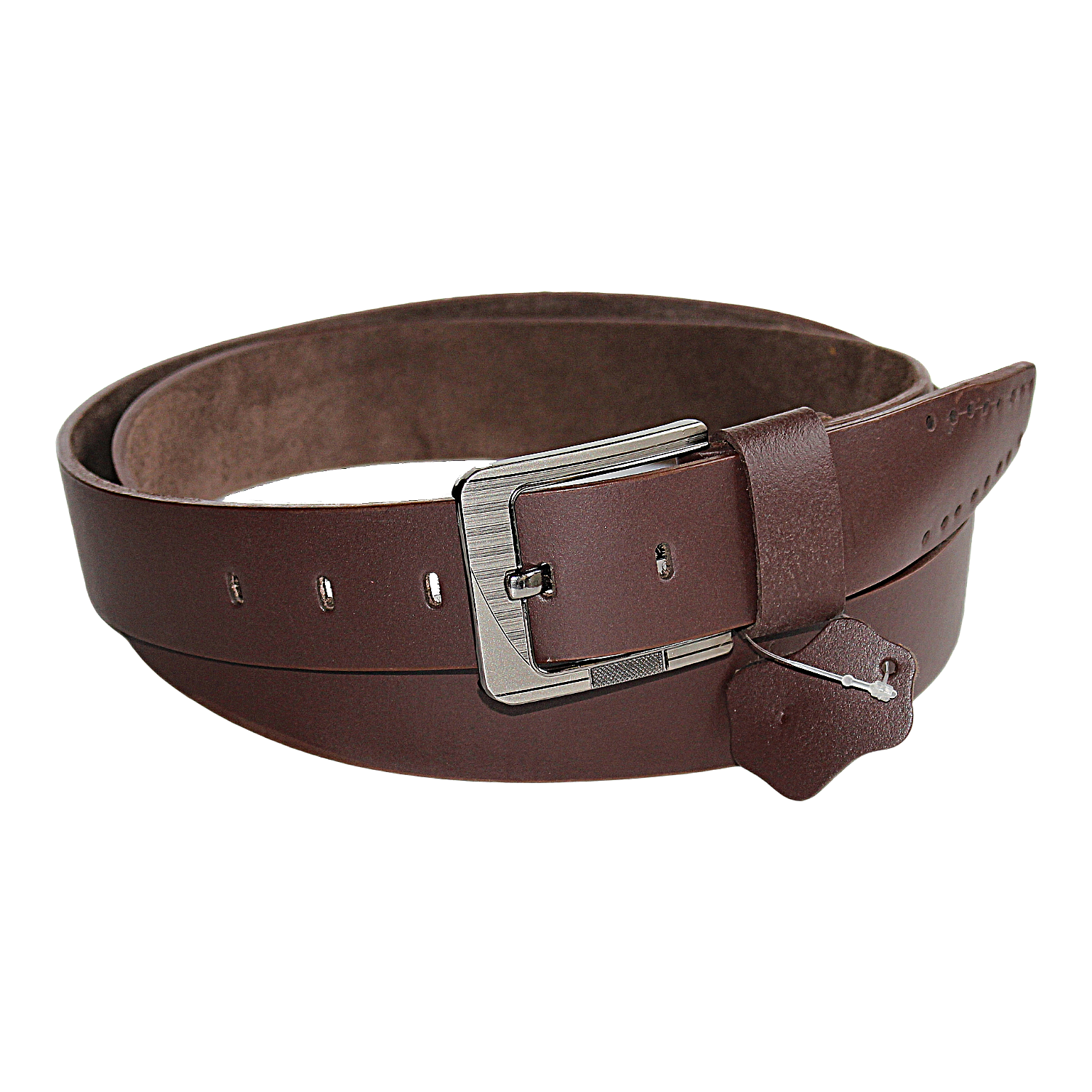 QHA Mens Brown Cowhide Genuine Leather Casual Belt, 38mm Pin Buckle Q52030