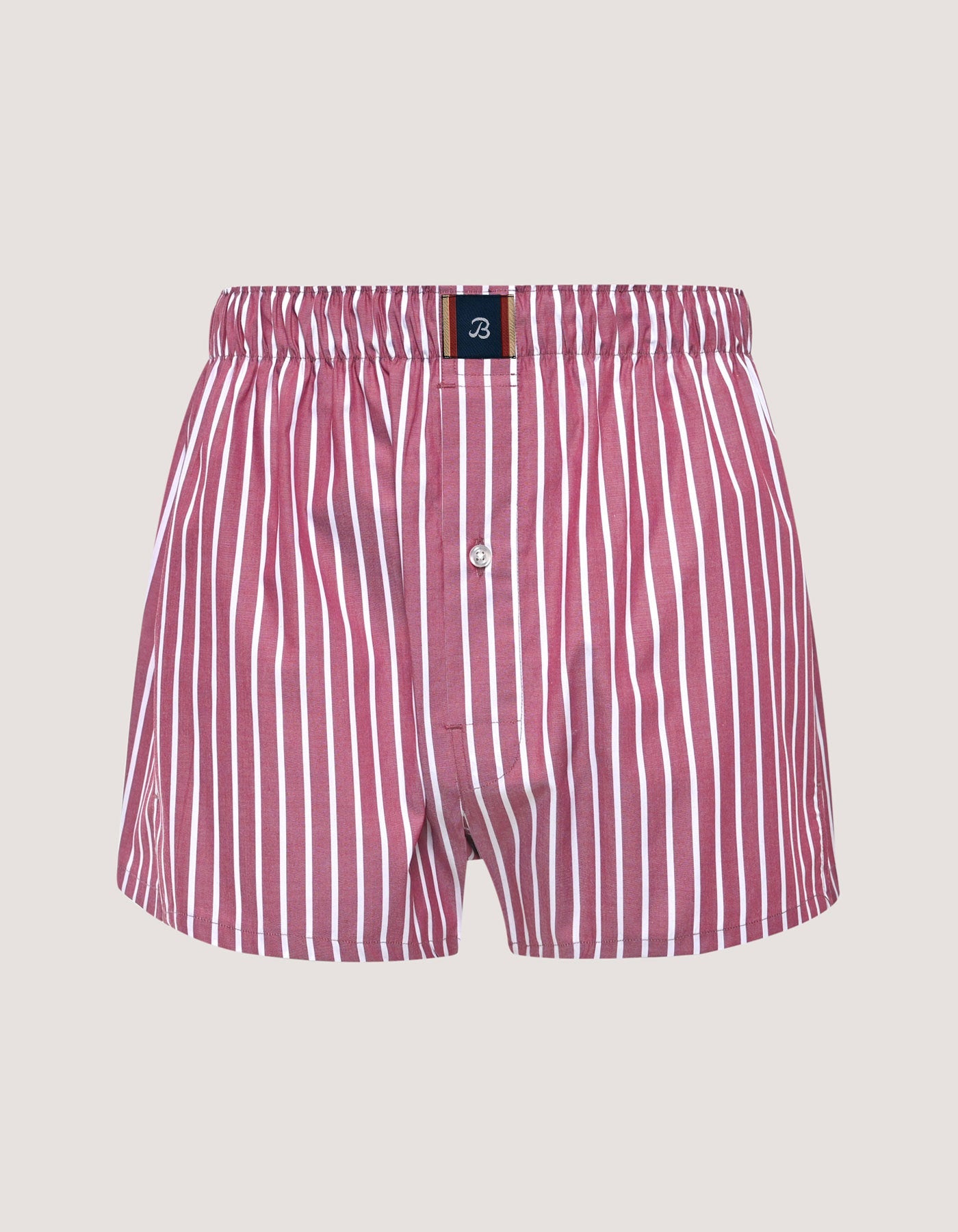 Maroon and White Striped Woven Boxer Short