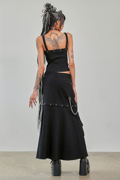Banned Apparel Gothic Cargo Skirt Black Zip Off Punk Style