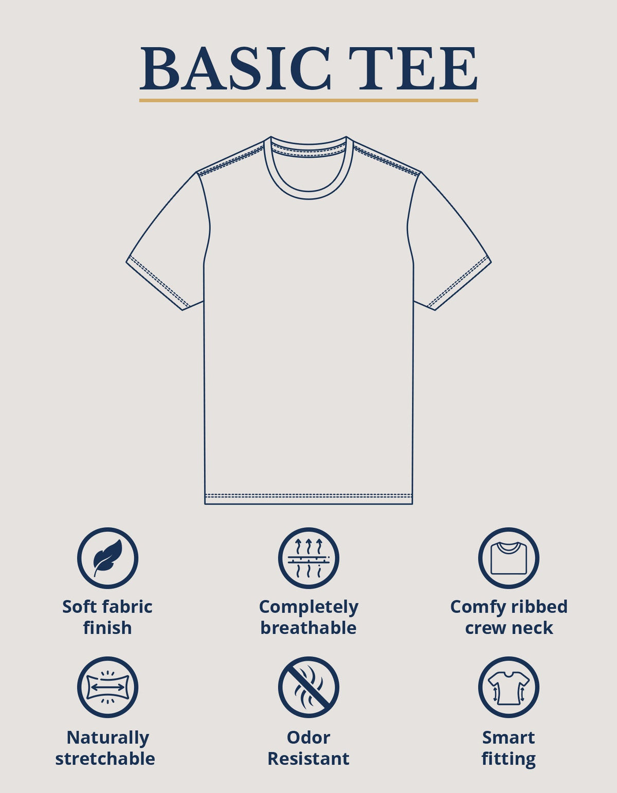 Brian Oak Unisex Navy Plain 100% Cotton Round Neck T-Shirt with Smart Fit
