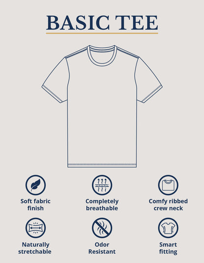 Brian Oak Unisex Navy Plain 100% Cotton Round Neck T-Shirt with Smart Fit
