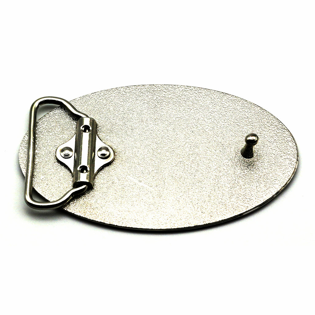 QHA Mens Silver Bat Symbol Oval Belt Buckle, Fits 38mm Snap-On Belts C01