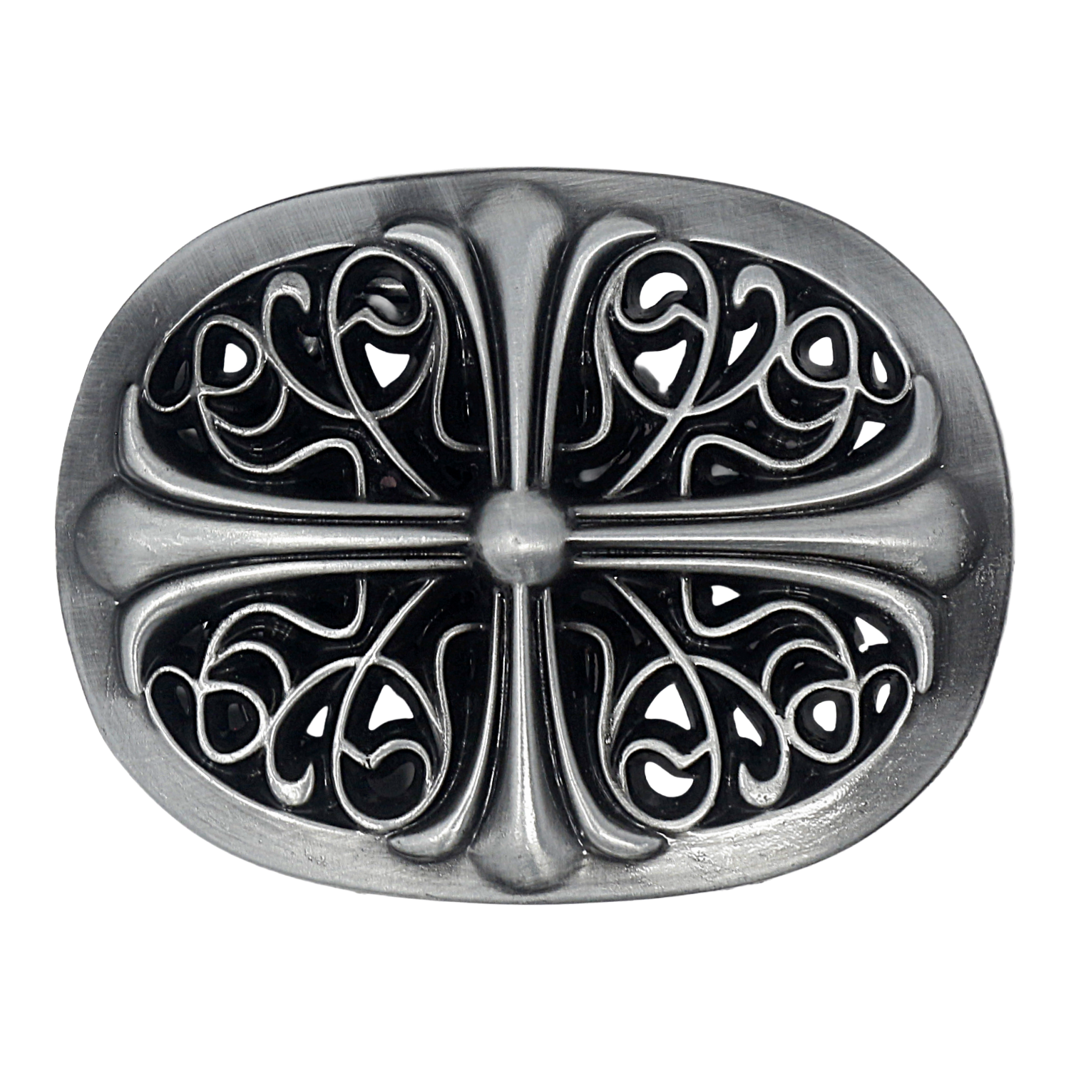 QHA Mens Antique Gothic Designer Cross Oval Belt Buckle, Fits 38mm Belts C02