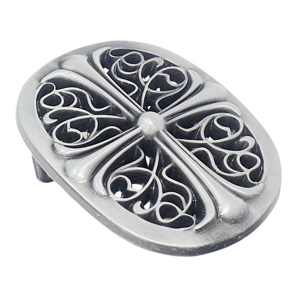 QHA Mens Antique Gothic Designer Cross Oval Belt Buckle, Fits 38mm Belts C02