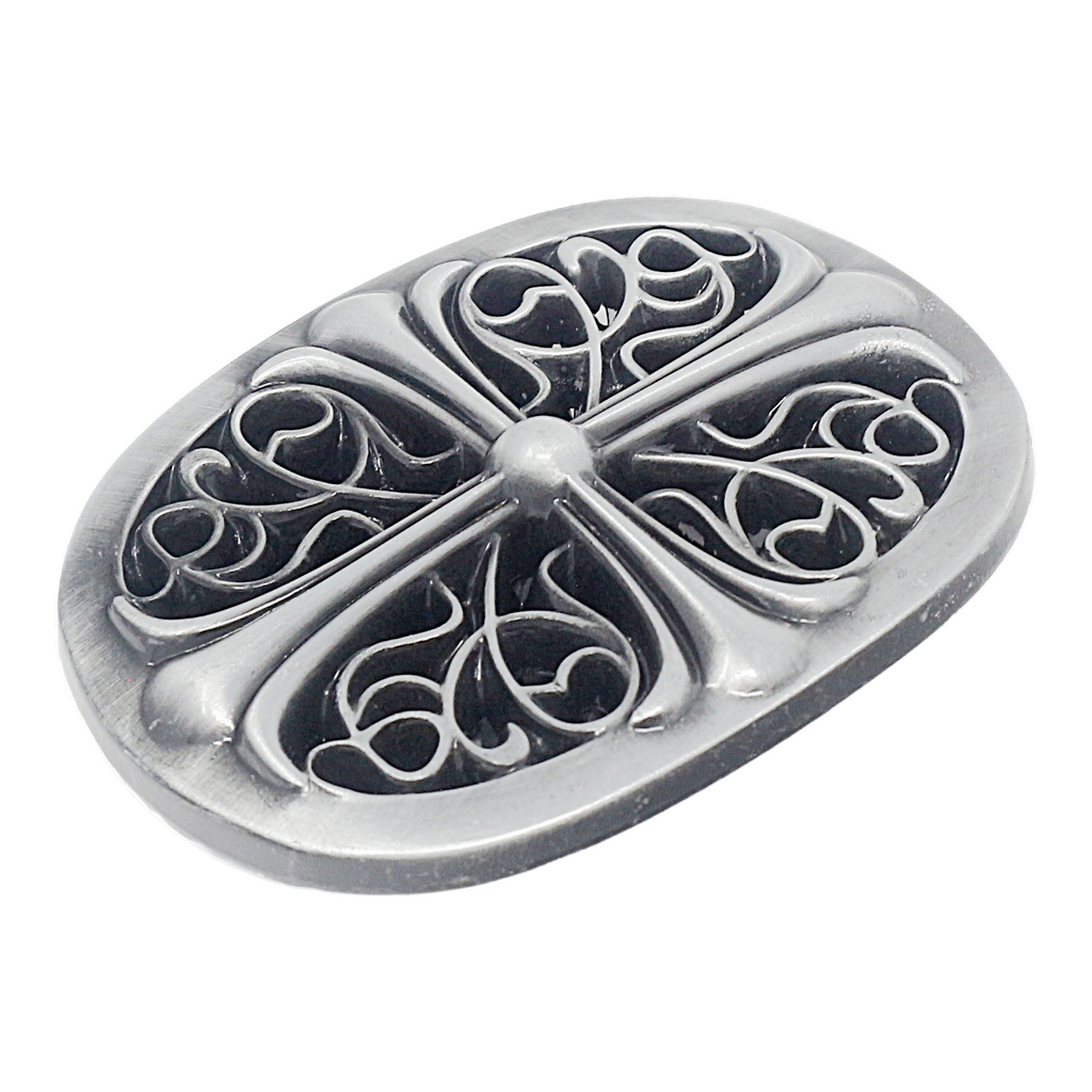 QHA Mens Antique Gothic Designer Cross Oval Belt Buckle, Fits 38mm Belts C02