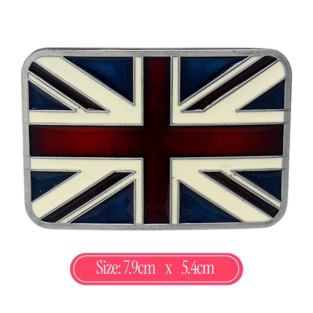 QHA Mens Antique Union Jack British Flag Buckle, Fits 38mm Snap-On Belts C04