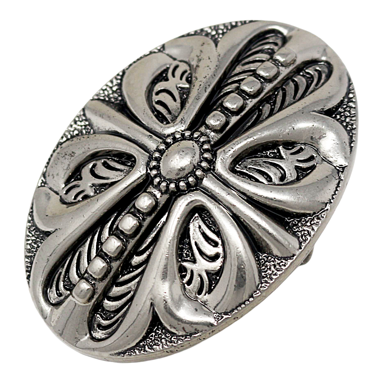 QHA Mens Antique Silver Western Floral Cross Belt Buckle Fits 38mm Belts C05