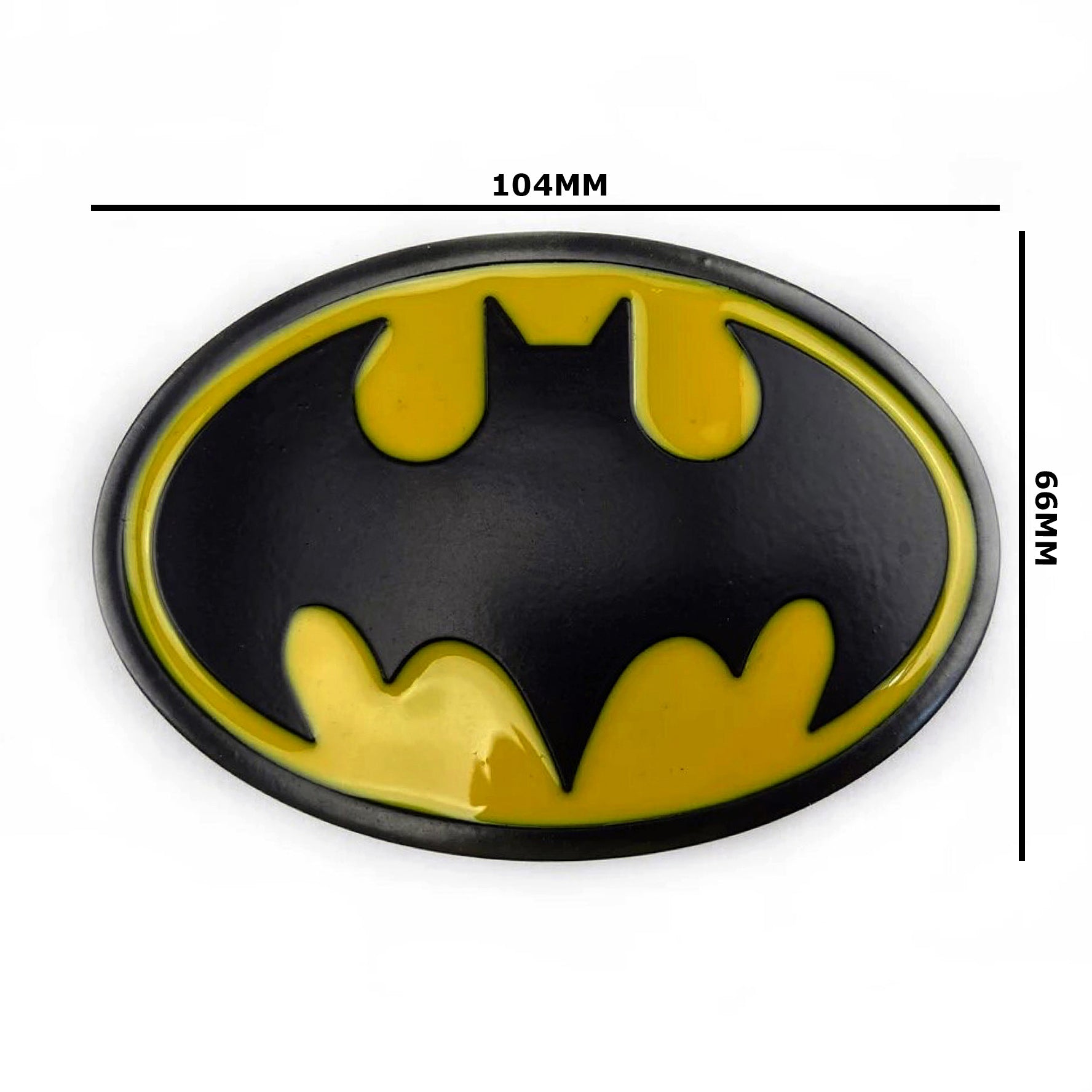 QHA Mens Classic Bat Symbol Belt Buckle, Black & Yellow Enamel Fits 38mm Belts C07