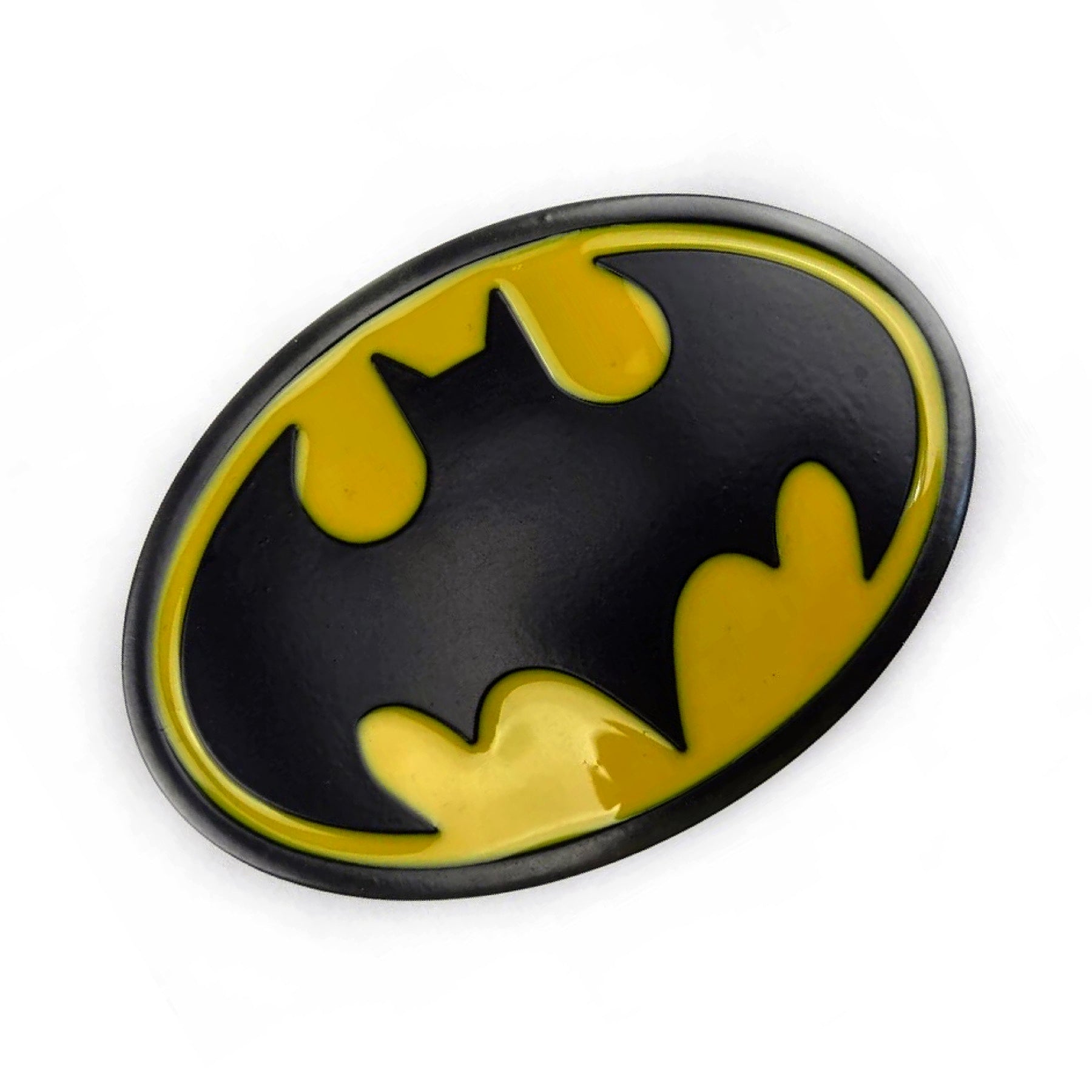 QHA Mens Classic Bat Symbol Belt Buckle, Black & Yellow Enamel Fits 38mm Belts C07