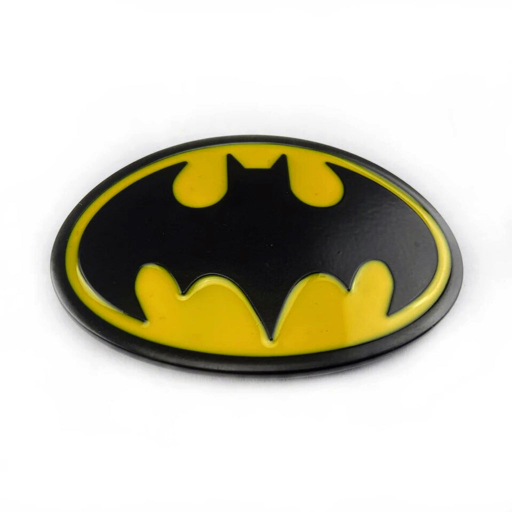 QHA Mens Classic Bat Symbol Belt Buckle, Black & Yellow Enamel Fits 38mm Belts C07