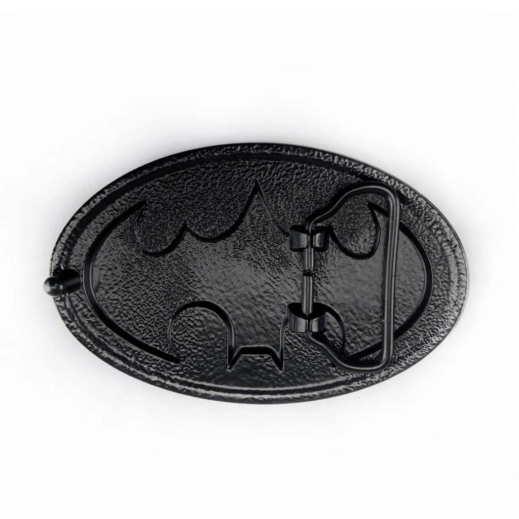 QHA Mens Classic Bat Symbol Belt Buckle, Black & Yellow Enamel Fits 38mm Belts C07
