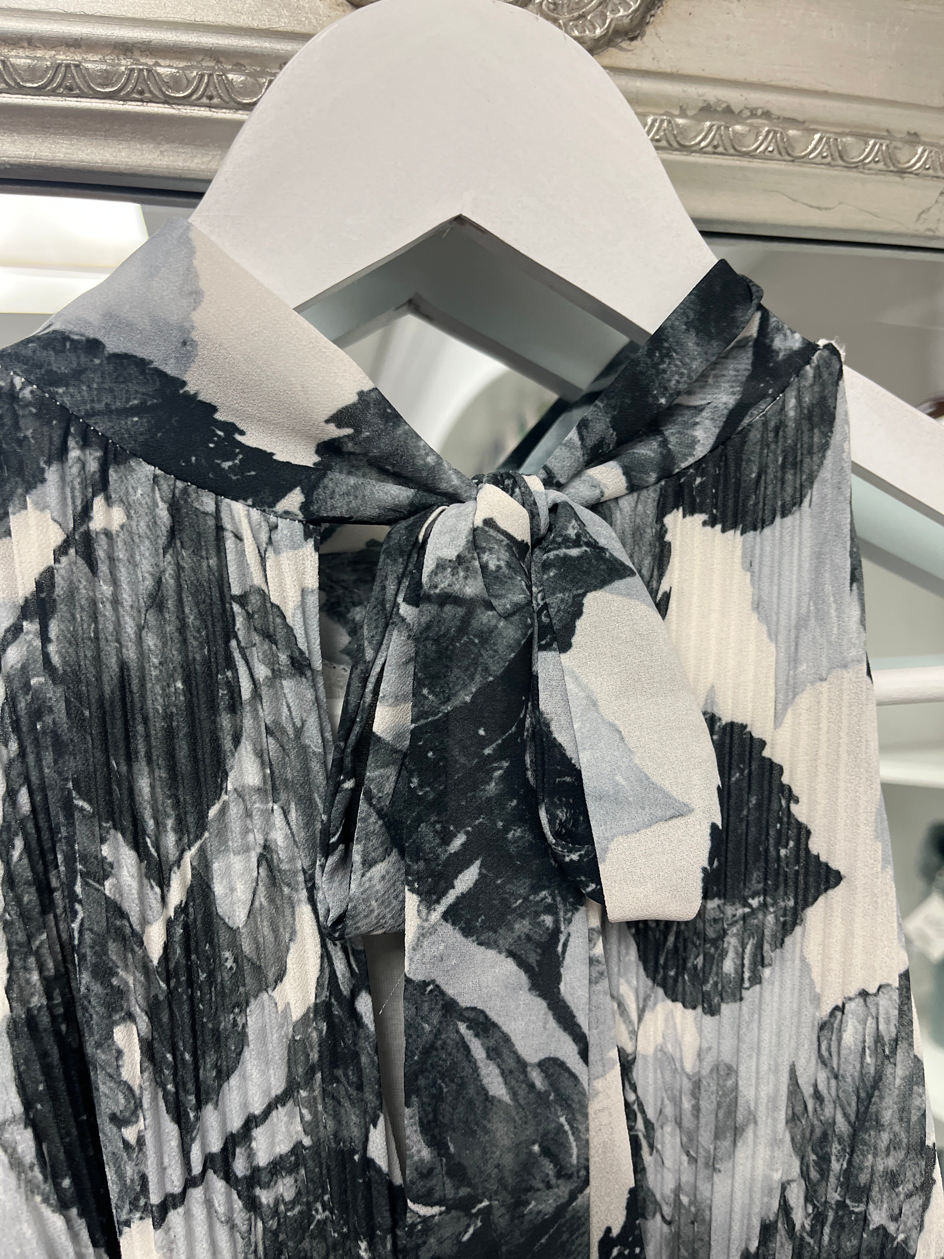 Black Floral Pleated Jumpsuit | One Size Women’s Jumpsuit Fits 8-10