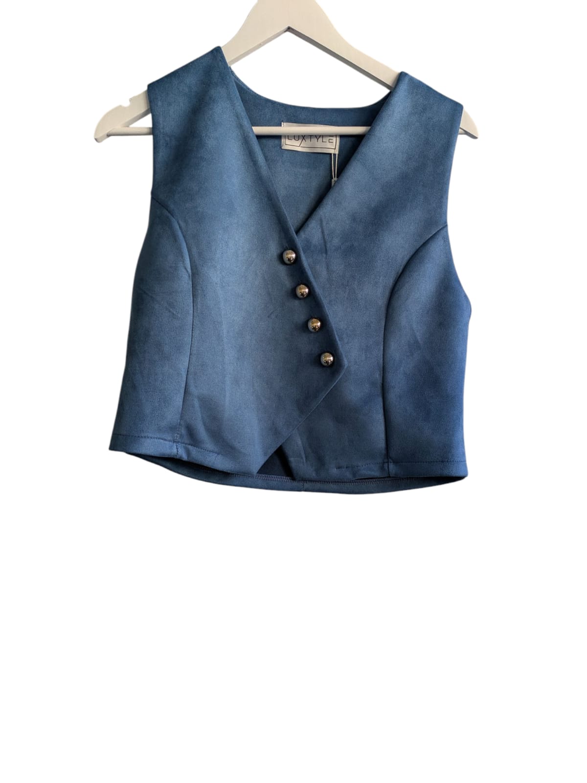 Blue Button Front Waistcoat | One Size Fits 8–14