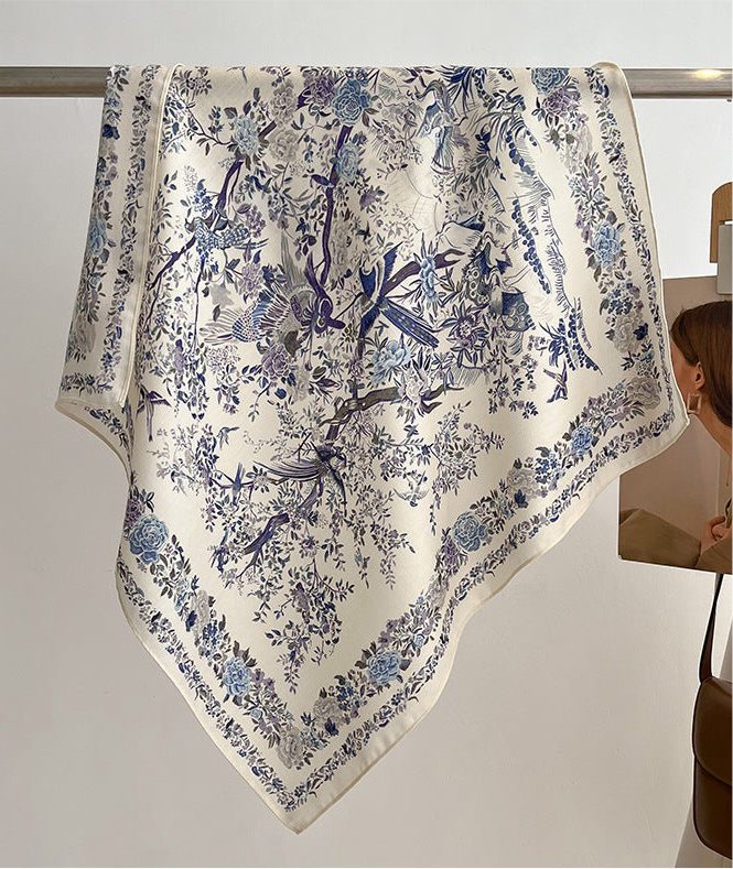Women's Luxury Mulberry Silk Scarf, Printed Square Scarf, Fashion Bandana
