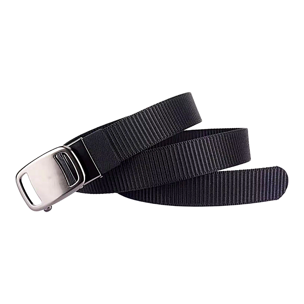 QHA Unisex Canvas Ratchet Belt, Gunmetal Abstract Geometric Buckle CB03