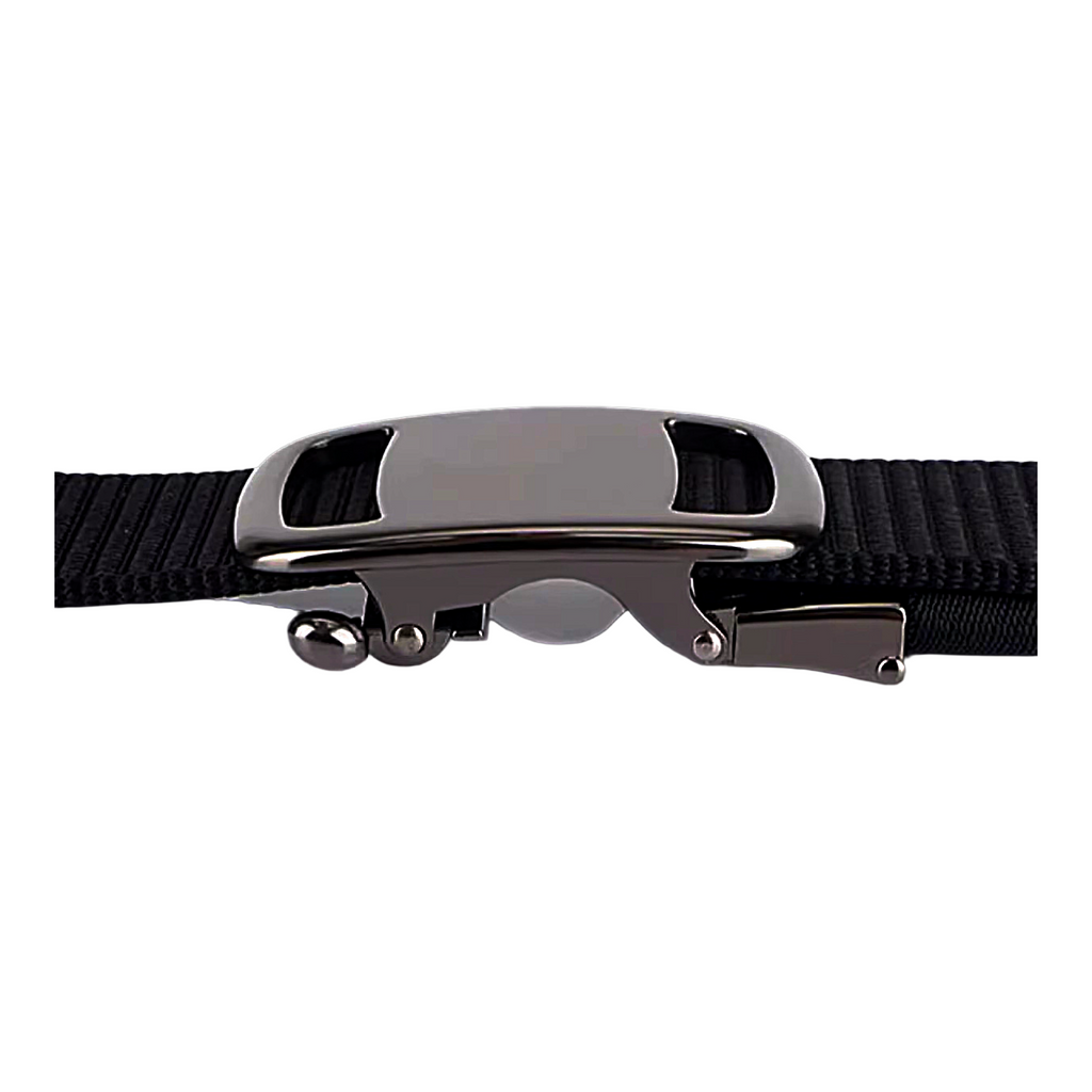 QHA Unisex Canvas Ratchet Belt, Gunmetal Abstract Geometric Buckle CB03