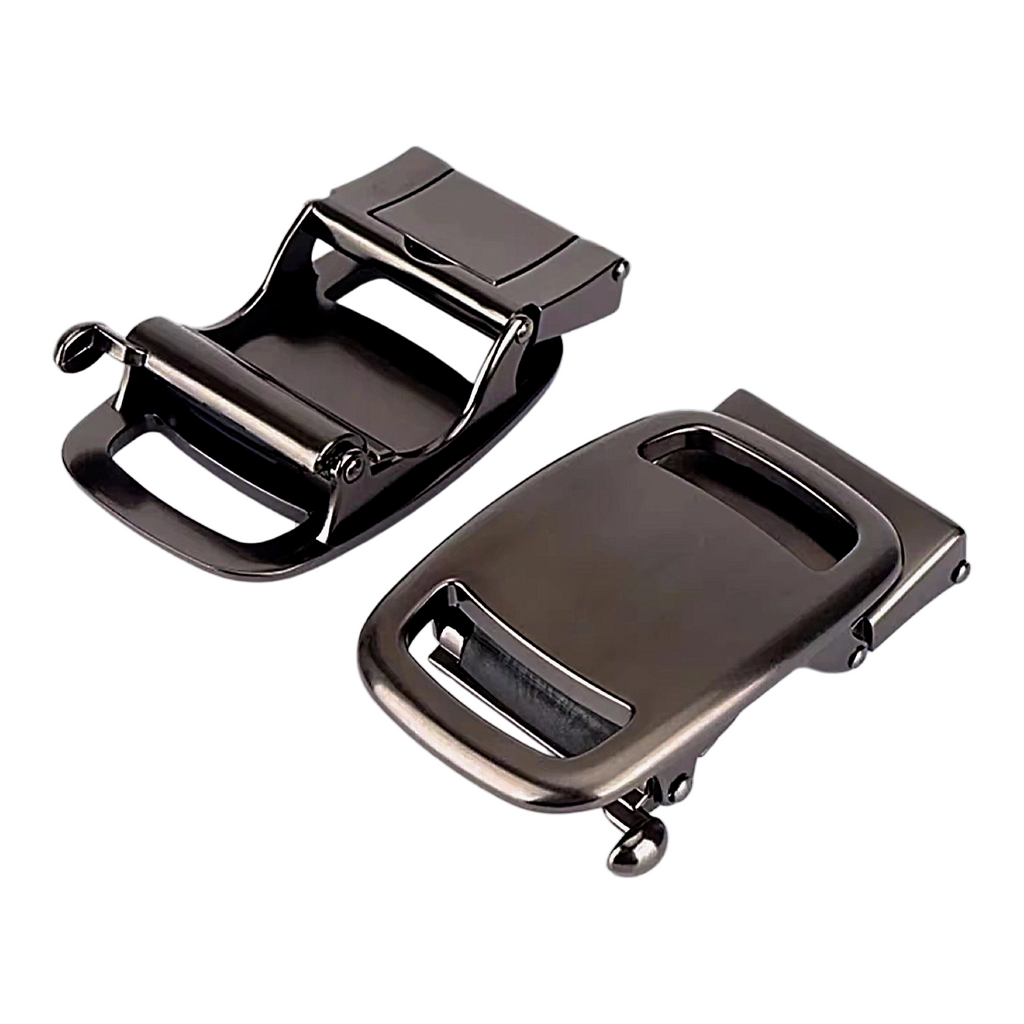 QHA Unisex Canvas Ratchet Belt, Gunmetal Abstract Geometric Buckle CB03