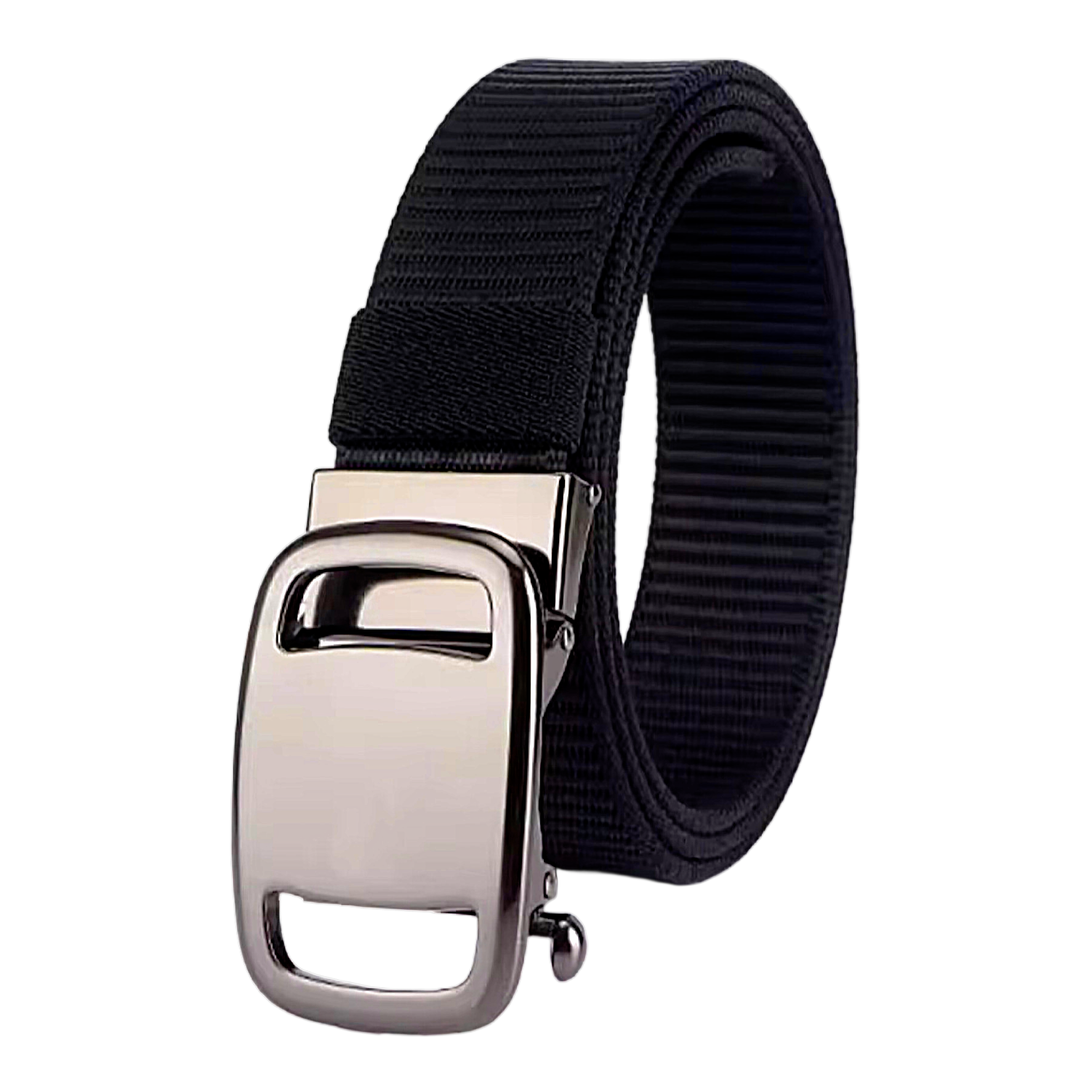 QHA Unisex Canvas Ratchet Belt, Gunmetal Abstract Geometric Buckle CB03