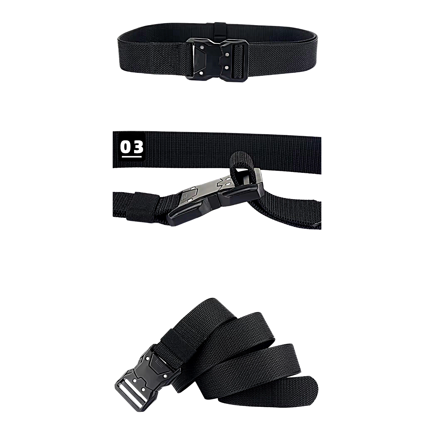 QHA Mens 38mm Quick Release Magnetic Buckle Canvas Belt CB05