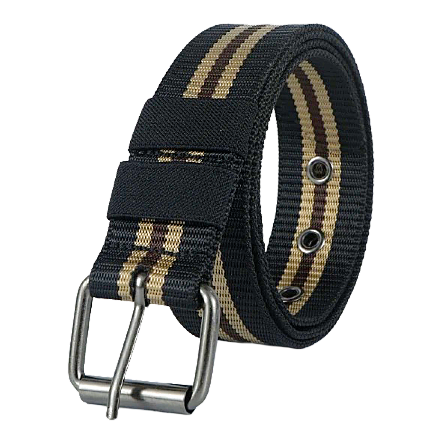 QHA Mens 35mm Woven Canvas Belt, Pin Buckle Casual Jeans CB06