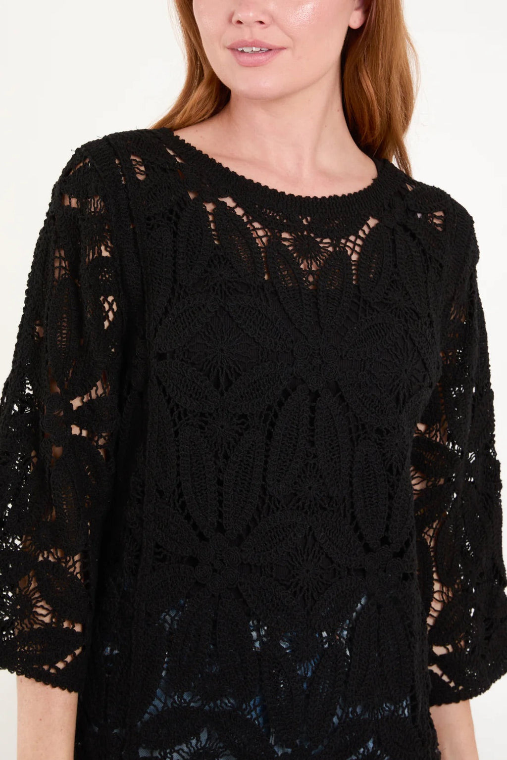 Black Wild Flower Crochet Top – Available in S/M and M/L
