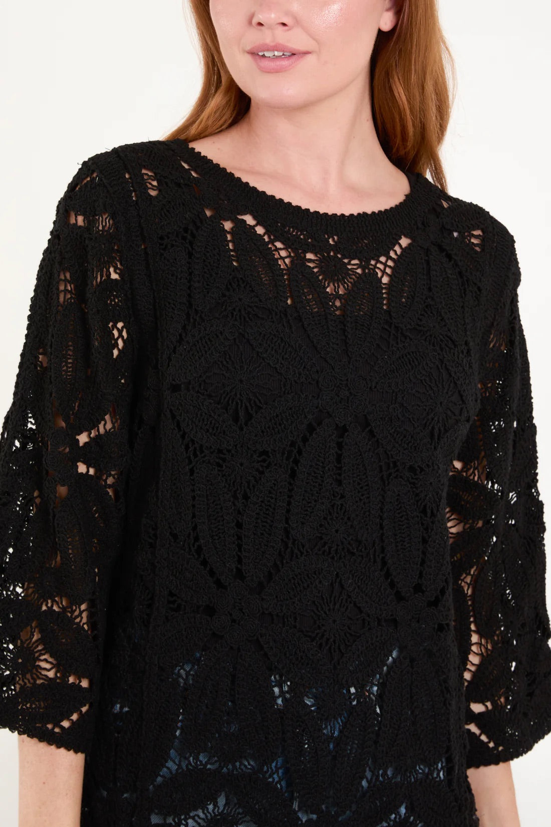 Black Wild Flower Crochet Top – Available in S/M and M/L