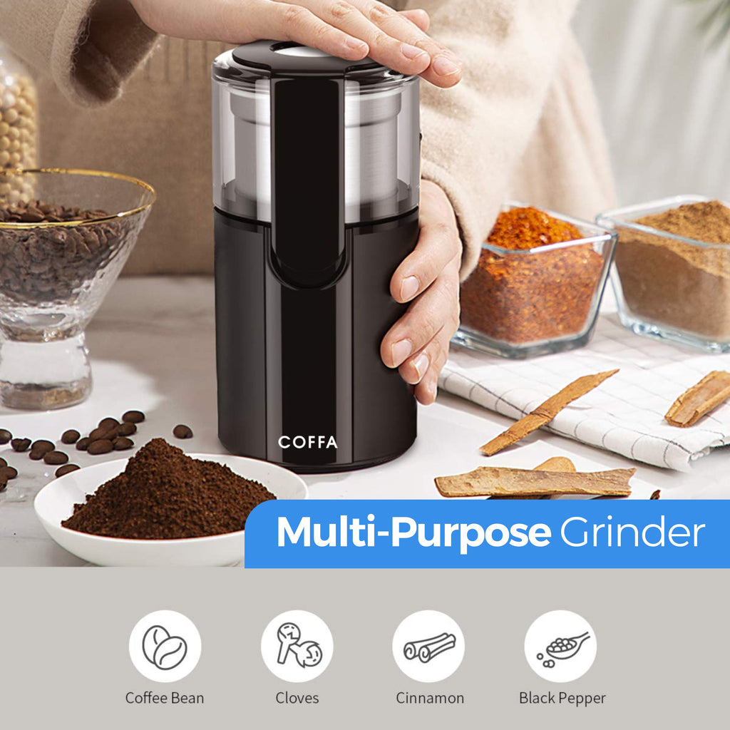 Electric Coffee and Spice Grinder 2 Bowls for Wet and Dry Grinding 70g COFFA
