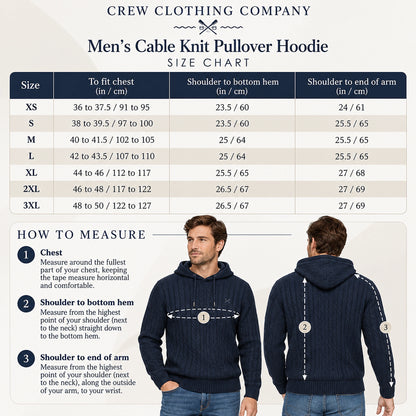 Crew Clothing Company Men's Cable Knit Pullover Hoodie, Regular Fit