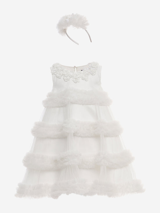 DRESS & Fleur Girls Occasion Dress with Headband in Ivory