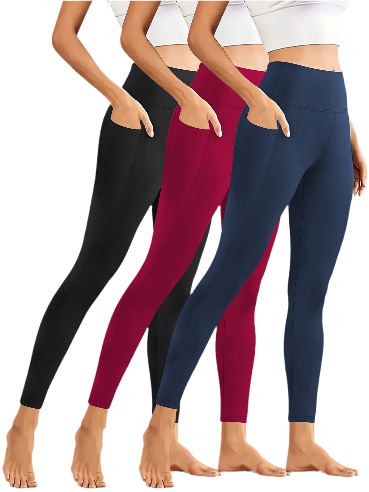 High-Waisted Moon Crescent Pocket Nine-Tenths Yoga Leggings