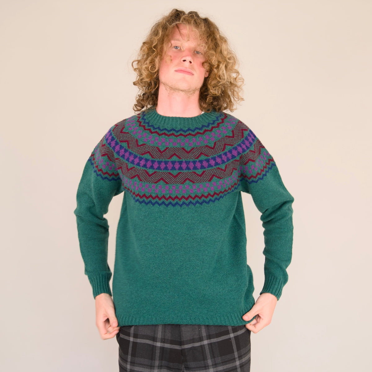 Men’s Soho Fair Isle Jumper | Classic British Knitwear | Seamless Yoke Design | Premium Wool Sweater Inspired by Royal Family Style | Heritage Pattern Pullover for Winter