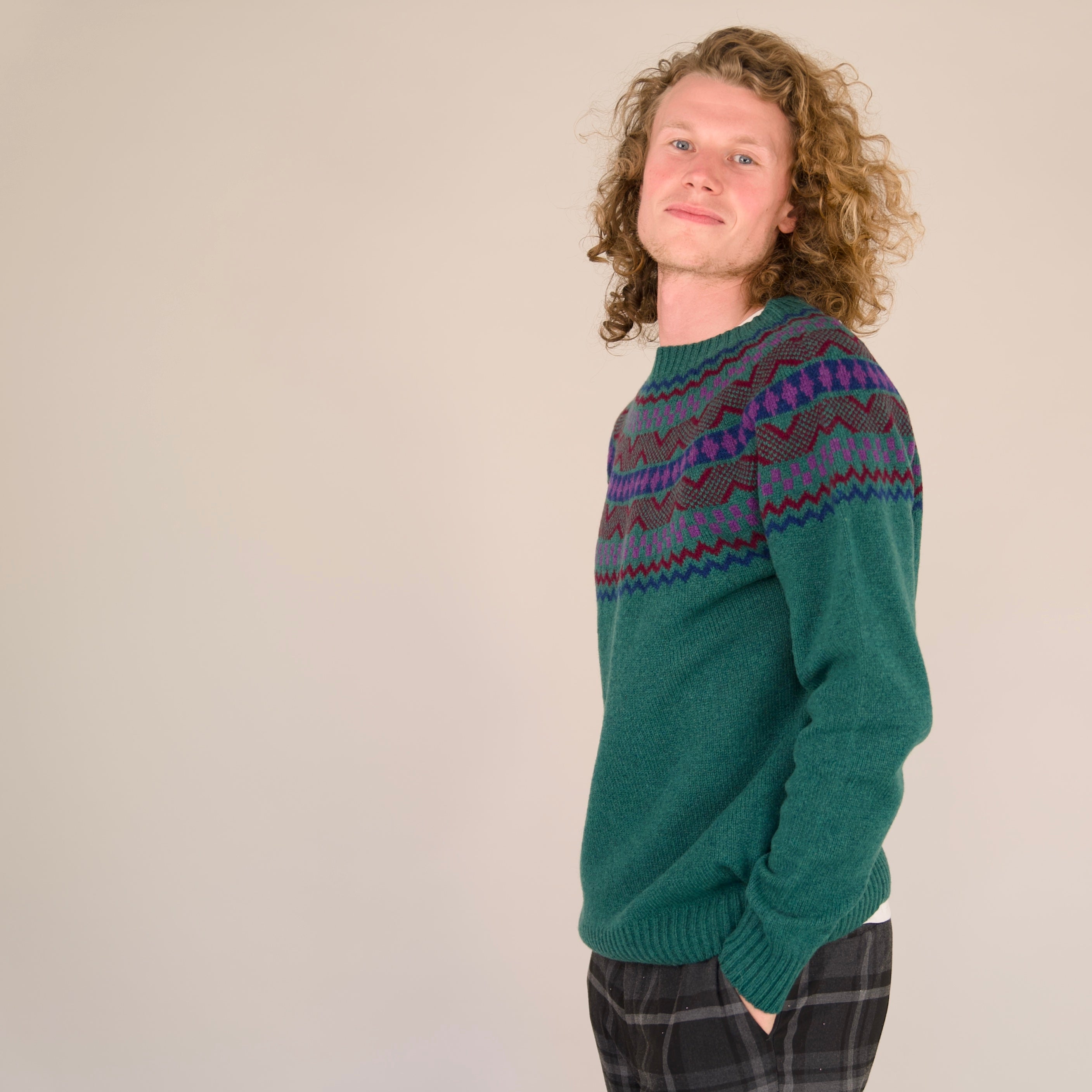 Men’s Soho Fair Isle Jumper | Classic British Knitwear | Seamless Yoke Design | Premium Wool Sweater Inspired by Royal Family Style | Heritage Pattern Pullover for Winter
