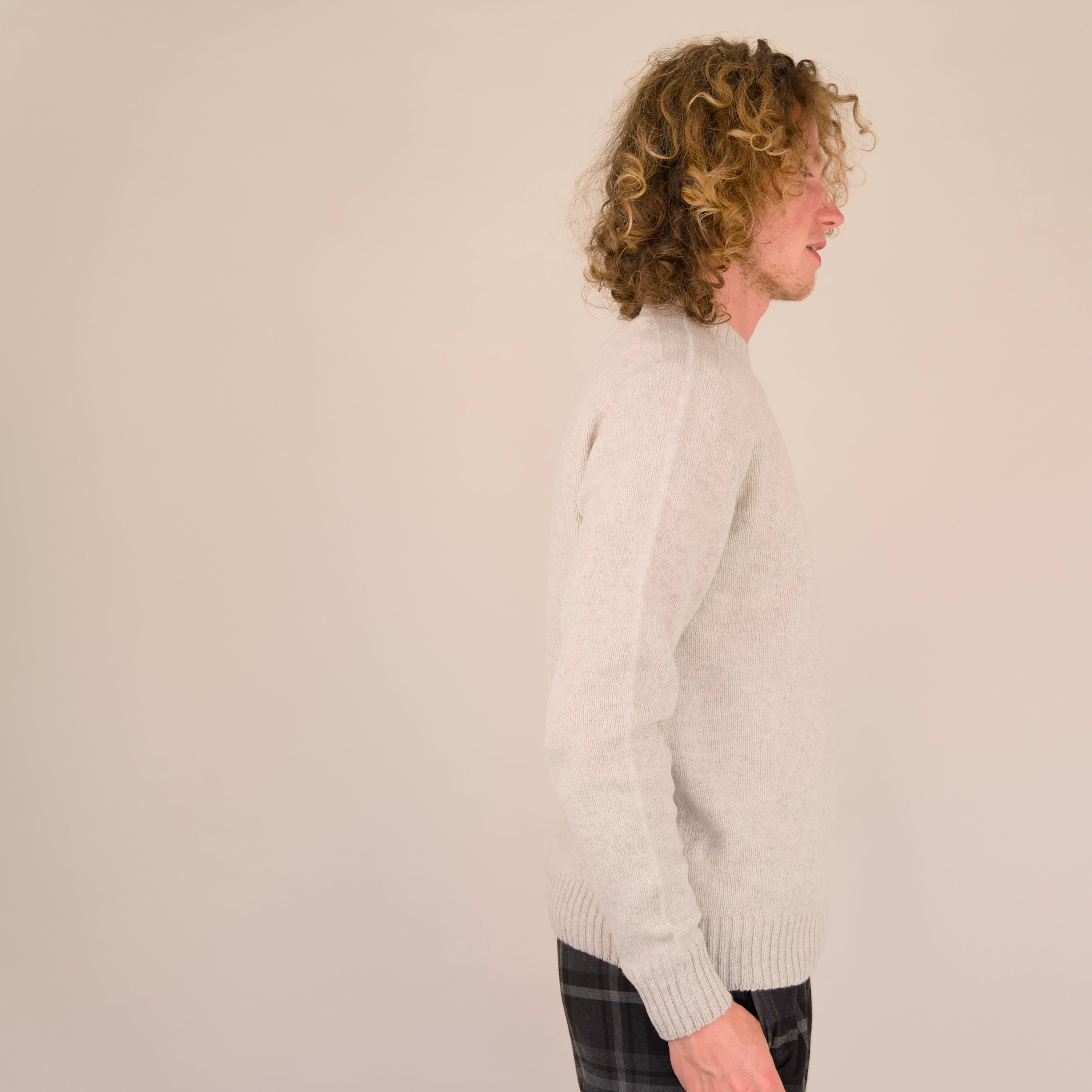 Seamless Crew Jumper – Fossil | 100% Geelong Lambswool | Made in the UK