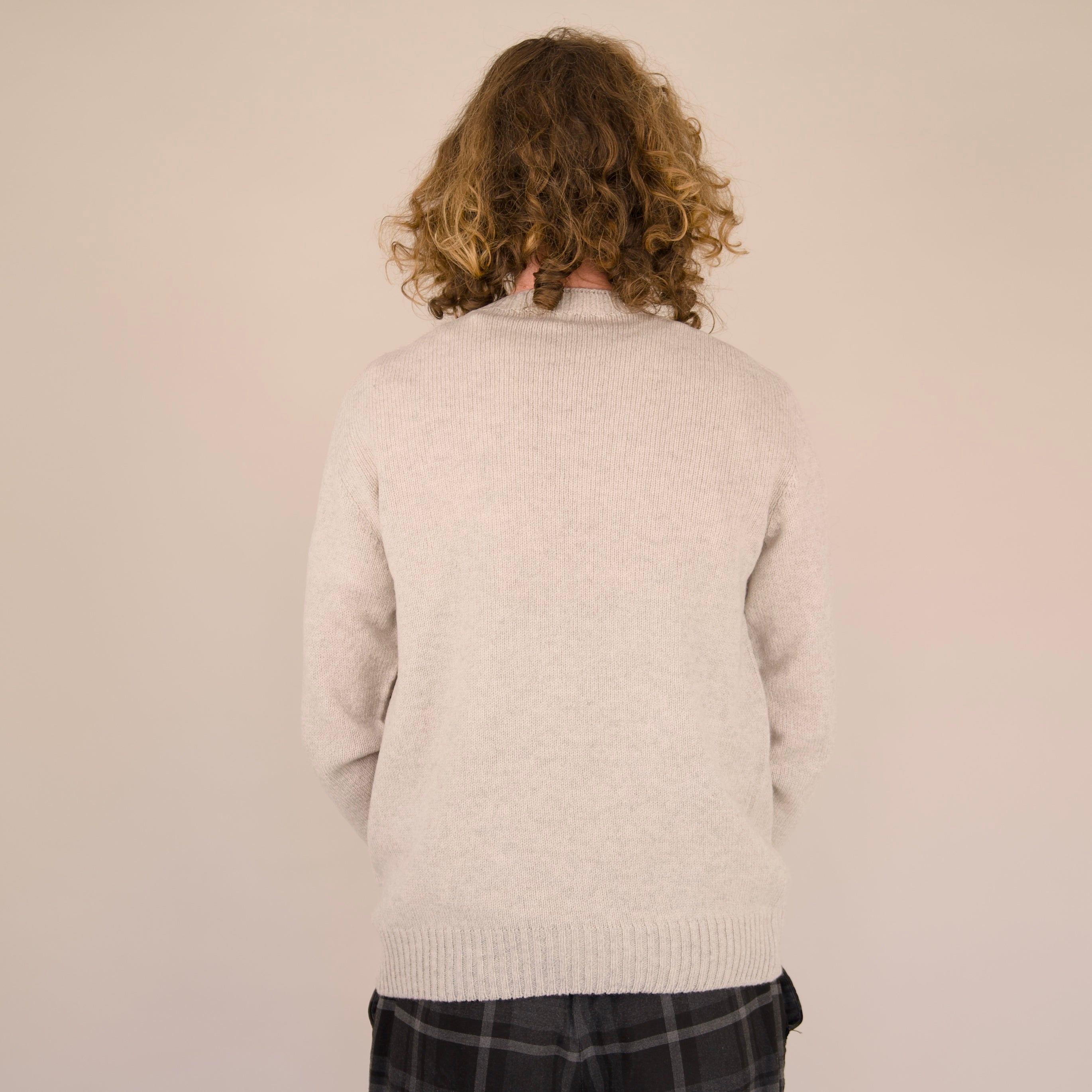 Seamless Crew Jumper – Fossil | 100% Geelong Lambswool | Made in the UK