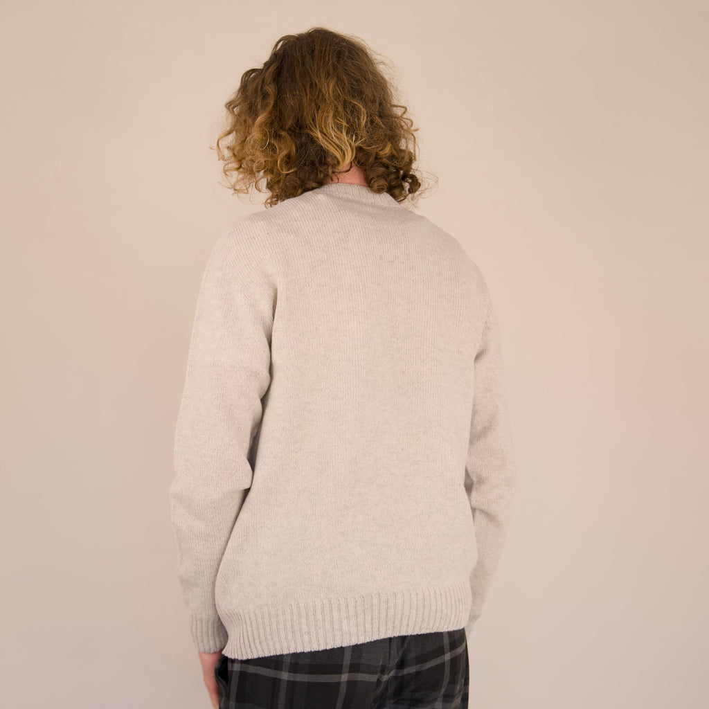 Seamless Crew Jumper – Fossil | 100% Geelong Lambswool | Made in the UK