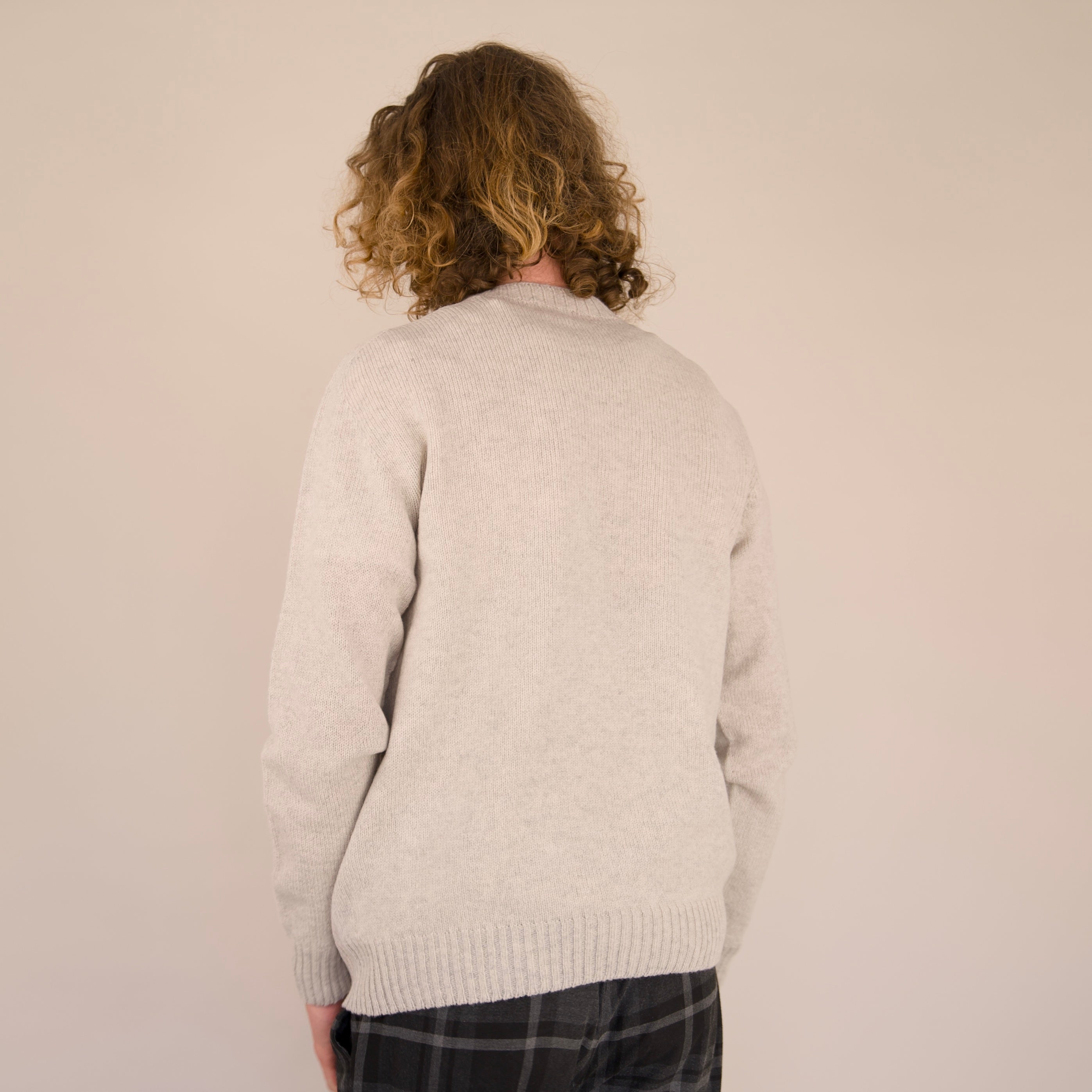 Seamless Crew Jumper – Fossil | 100% Geelong Lambswool | Made in the UK