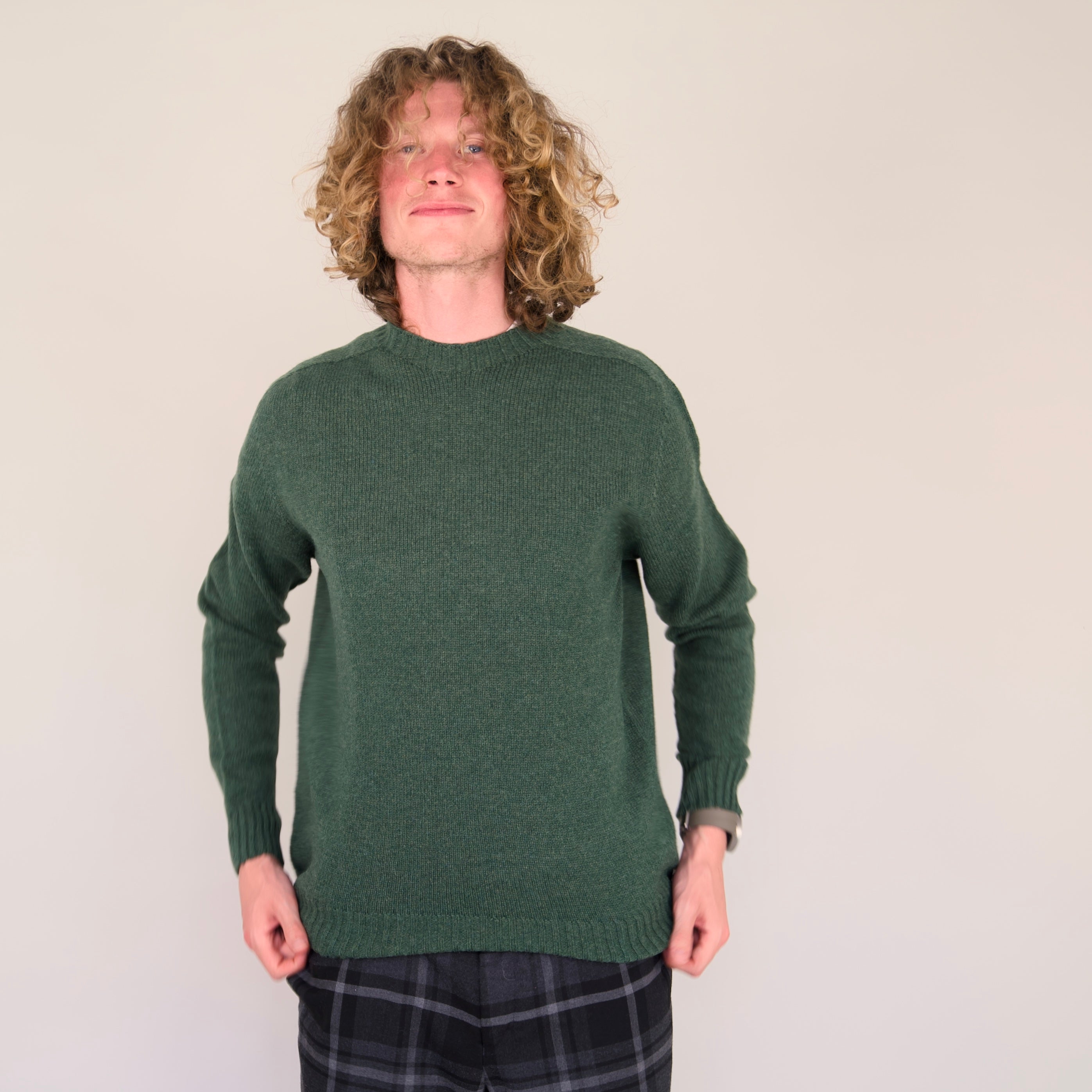 Seamless Crew Jumper – Rosemary | 100% Geelong Lambswool | Made in the UK