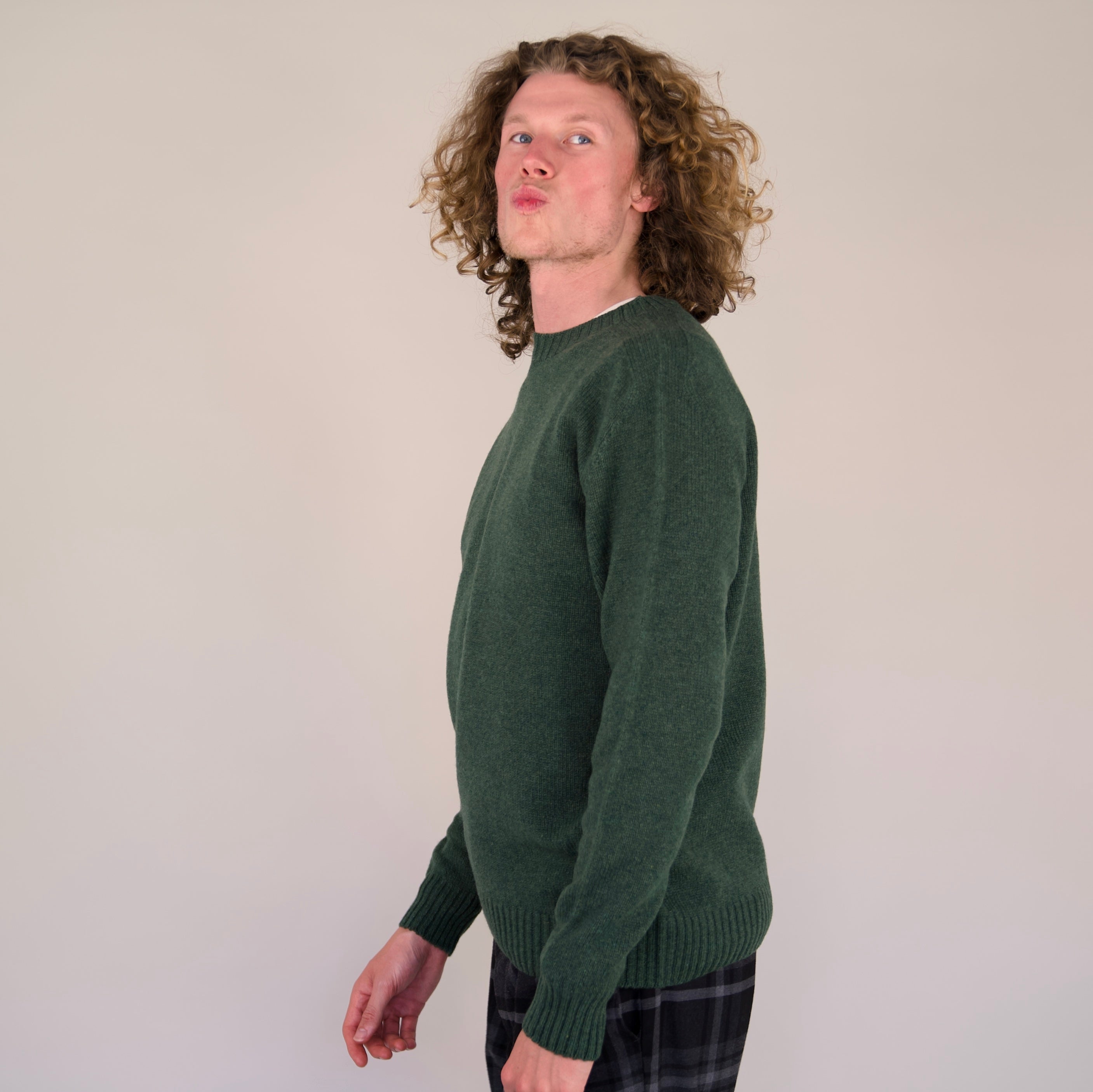 Seamless Crew Jumper – Rosemary | 100% Geelong Lambswool | Made in the UK