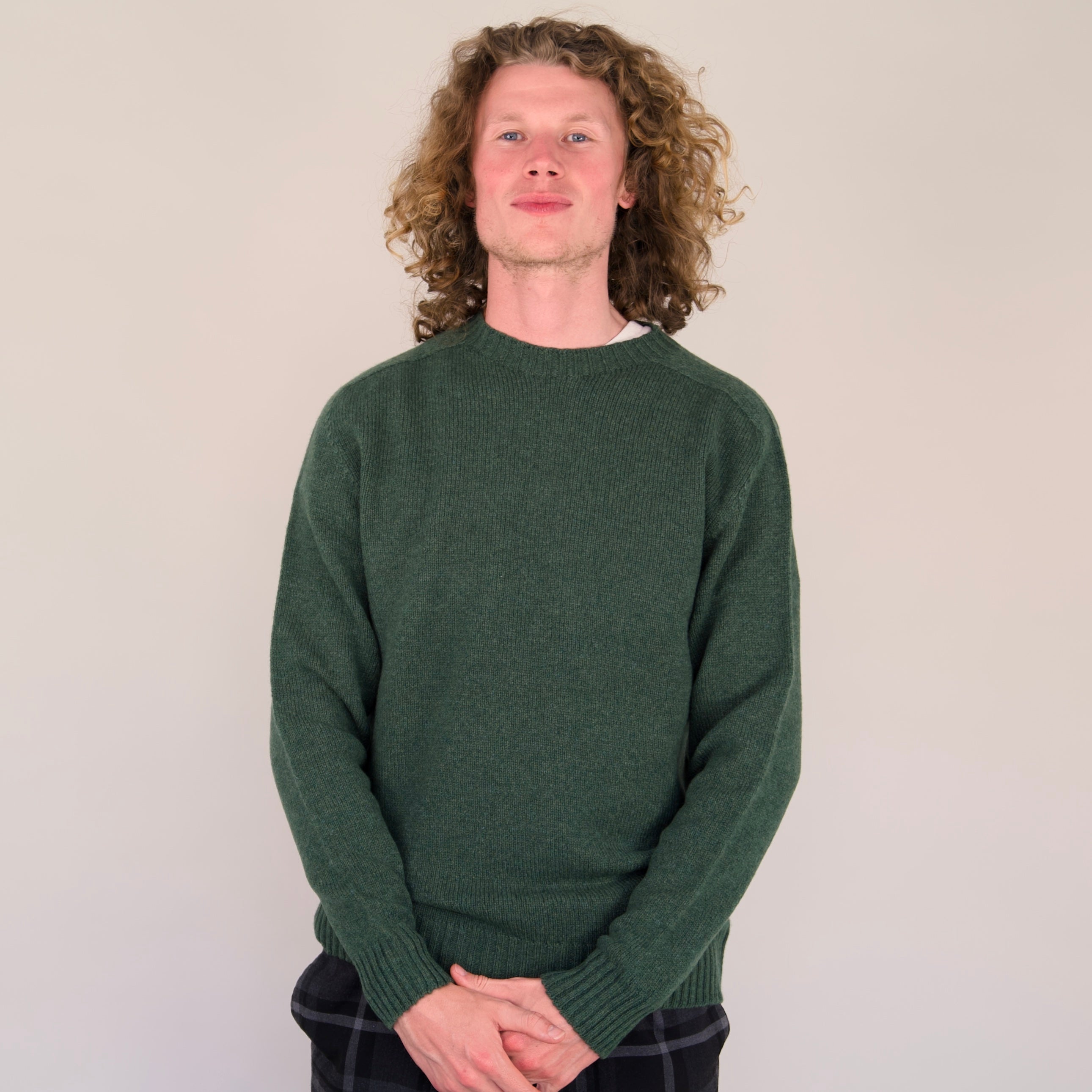 Seamless Crew Jumper – Rosemary | 100% Geelong Lambswool | Made in the UK
