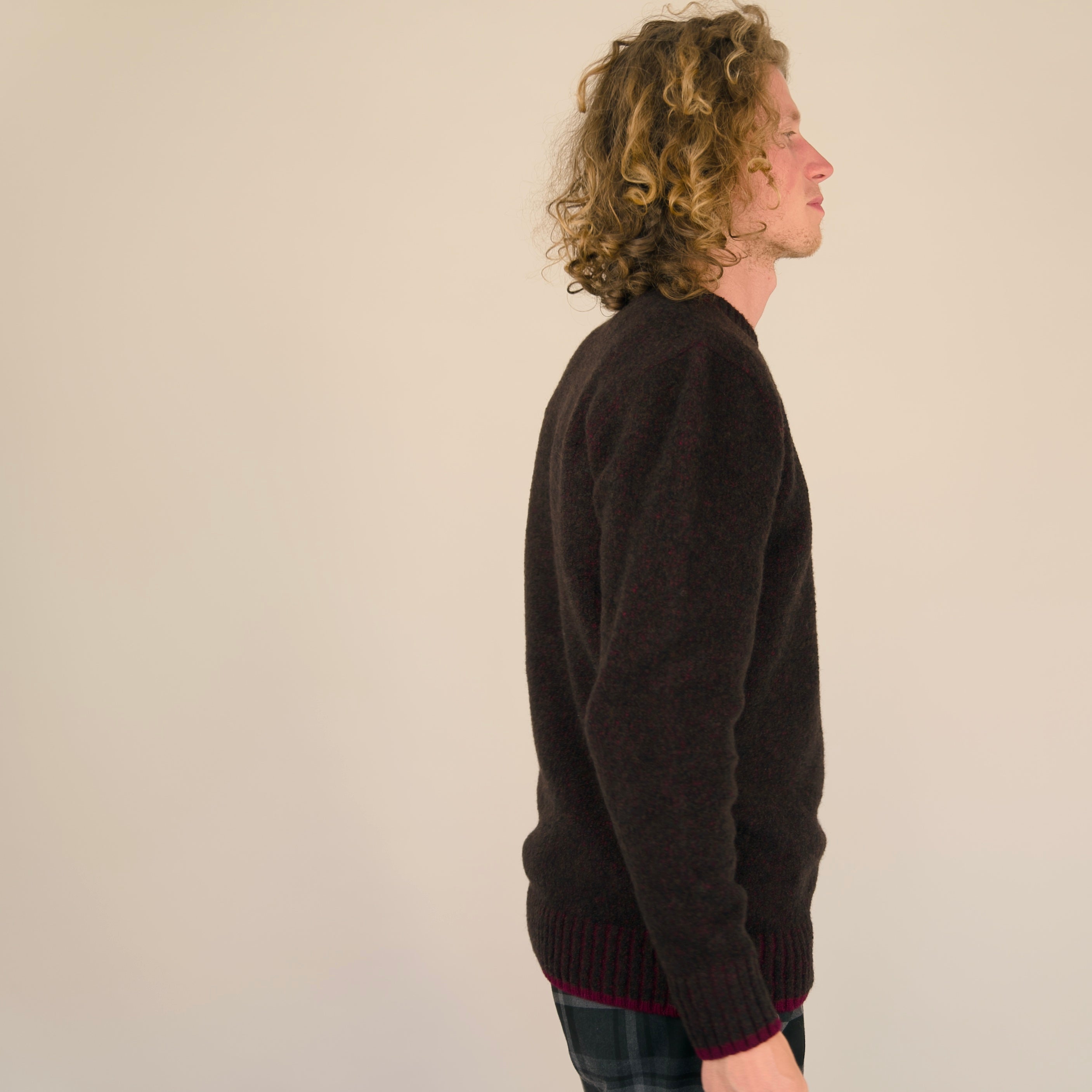 Soufflé Piccadilly Brown Velvet Jumper Lambswool Fluffy Knit Hand-Linked UK Made