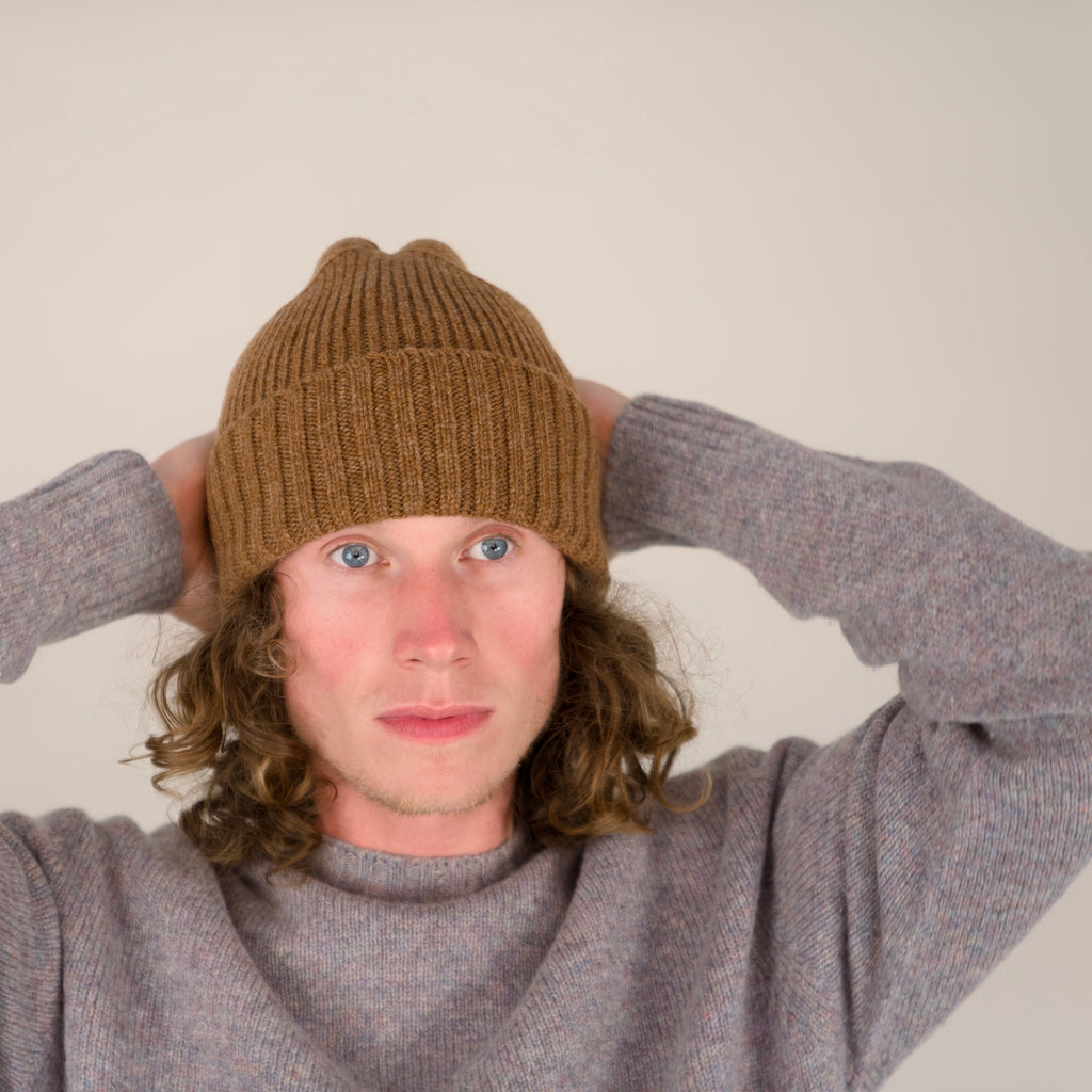 Furrow Hat – 100% Lambswool | Seamless 3D Knitted Beanie | Made in the UK - Driftwood
