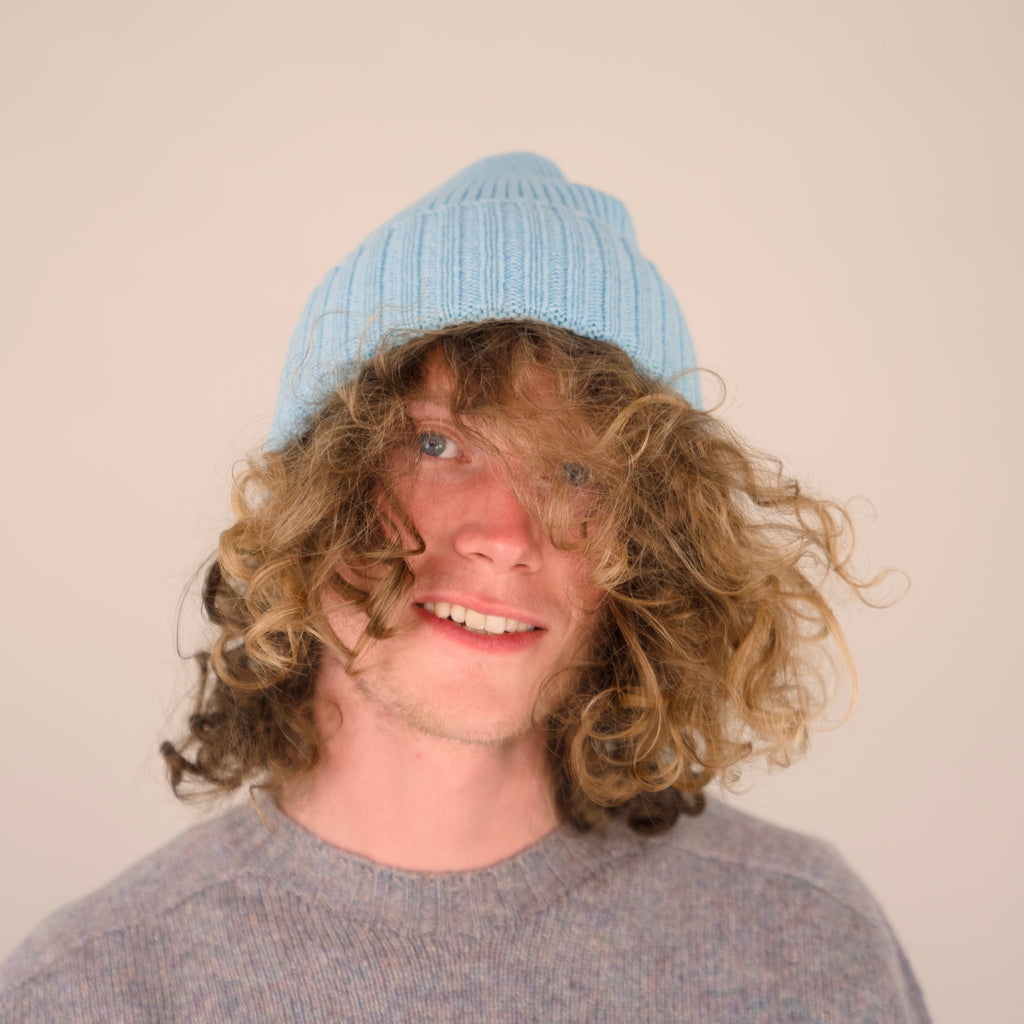 Furrow Hat – 100% Lambswool | Seamless 3D Knitted Beanie | Made in the UK - Raindrop
