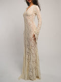 Cream Lace Strechy Maxi Dress (Wedding)