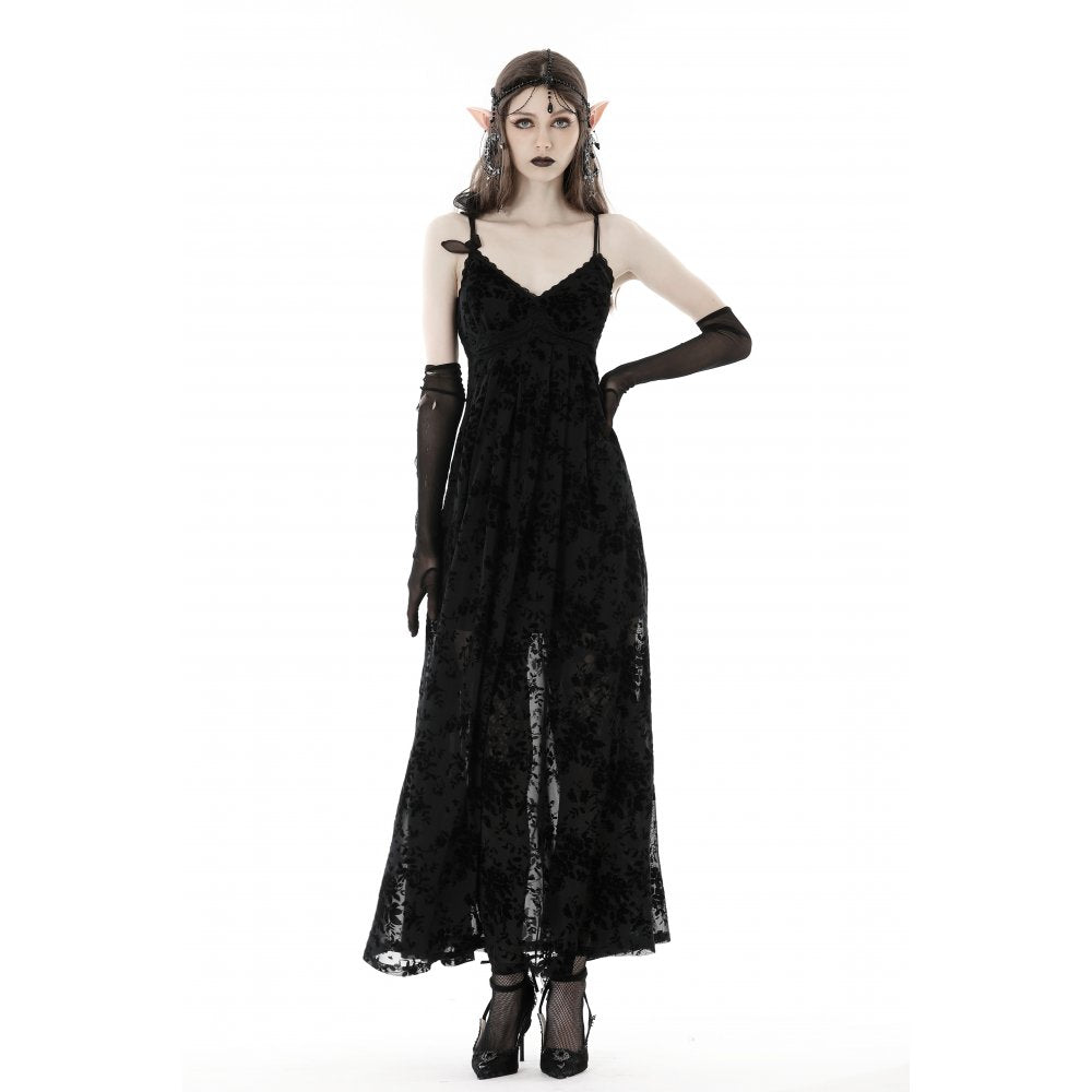 Dark In Love Dahlia Dress – Ankle-Length Floral Strap Midi Dress
