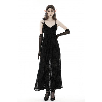 Dark In Love Dahlia Dress – Ankle-Length Floral Strap Midi Dress