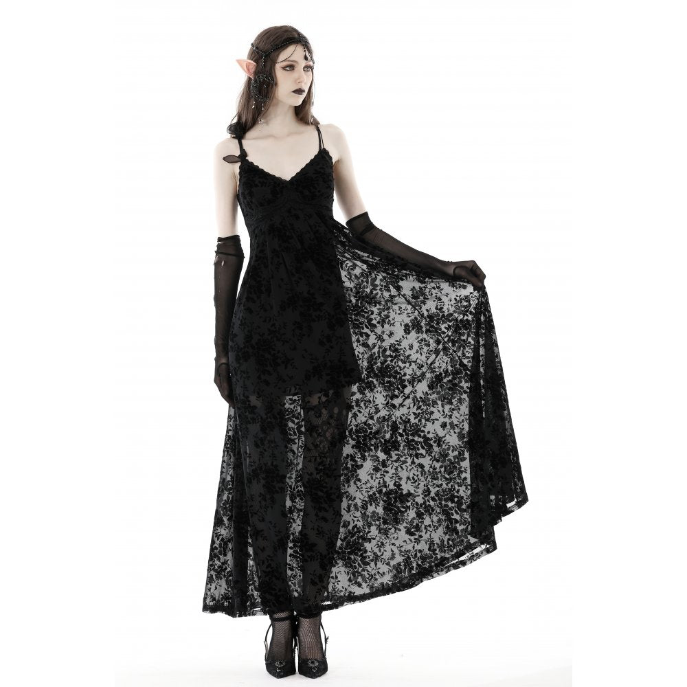 Dark In Love Dahlia Dress – Ankle-Length Floral Strap Midi Dress