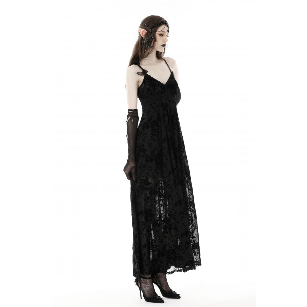 Dark In Love Dahlia Dress – Ankle-Length Floral Strap Midi Dress